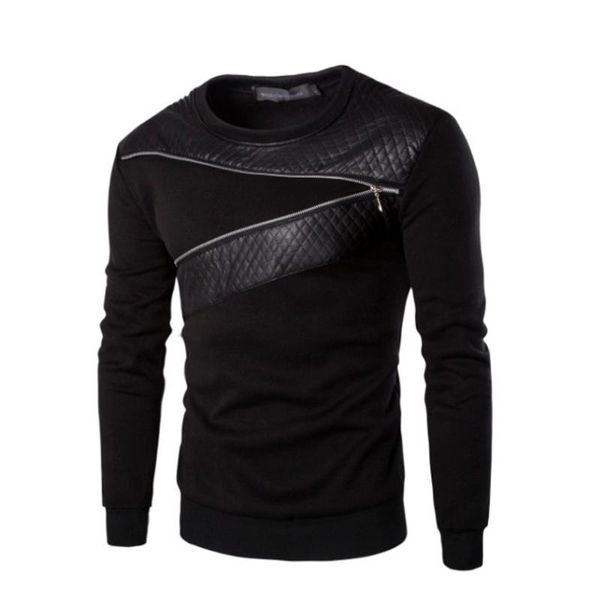 new autumn men sweatshirts tracksuit men 2020 casual round neck zipper design pullover patchwork leather sweatshirt, Black
new autumn men sweatshirts tracksuit men 2020 casual round neck zipper design pullover patchwork leather sweatshirt, Black