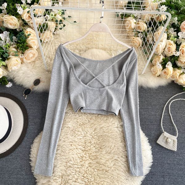 backless women t-shirts 2021 summer new slash neck solid long-sleeved high waist female slim pulls running tees, White
backless women t-shirts 2021 summer new slash neck solid long-sleeved high waist female slim pulls running tees, White