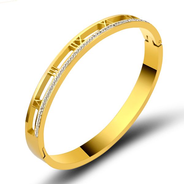 hollow roman letter row crystals bangles & bracelets for women bangles stainless steel jewelry high polish fashion accessories, Black
hollow roman letter row crystals bangles & bracelets for women bangles stainless steel jewelry high polish fashion accessories, Black