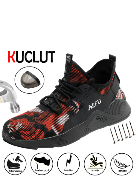 kuclut new comfortable and breathable casual shoes steel toe stab proof safety shoes anti slip light elastic insulating, Black
kuclut new comfortable and breathable casual shoes steel toe stab proof safety shoes anti slip light elastic insulating, Black