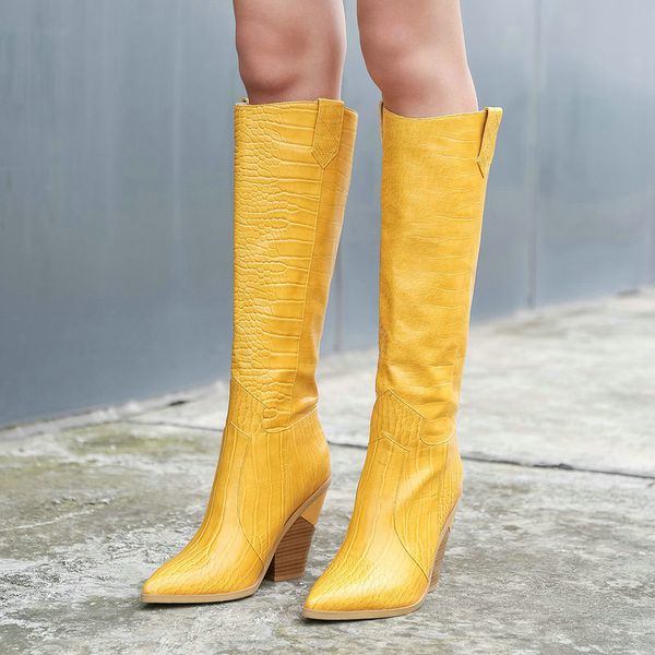 boots western fashion wedding pointed toe women knee high slip on autumn winter shoes big size 43 yellow black brown
boots western fashion wedding pointed toe women knee high slip on autumn winter shoes big size 43 yellow black brown