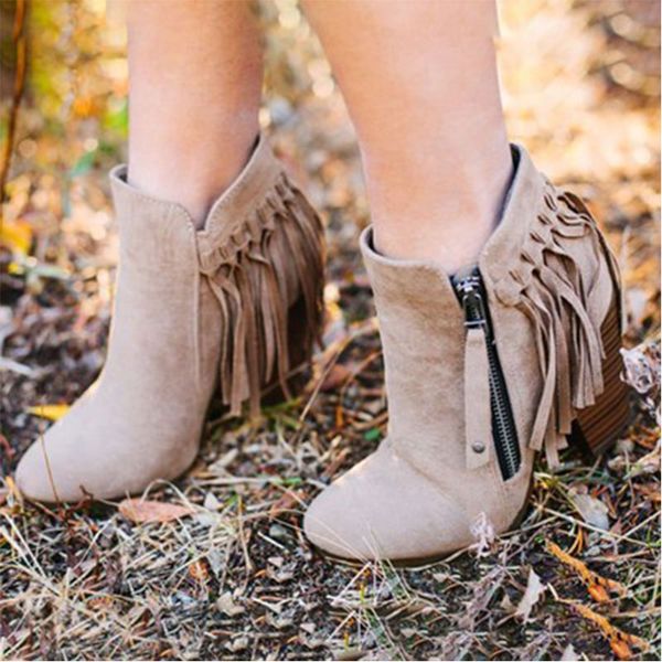 women tassel ankle boots woman zip high heels autumn winter pumps women's retro flock shoes ladies footwear plus size 35-43, Black
women tassel ankle boots woman zip high heels autumn winter pumps women's retro flock shoes ladies footwear plus size 35-43, Black