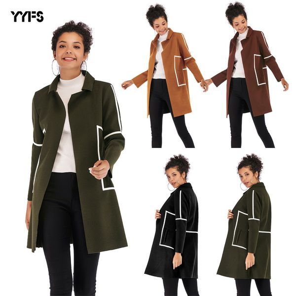womens autumn winter loose large size fashion contrast color thick woolen coat female lapel long-sleeved lady outerwear, Black
womens autumn winter loose large size fashion contrast color thick woolen coat female lapel long-sleeved lady outerwear, Black