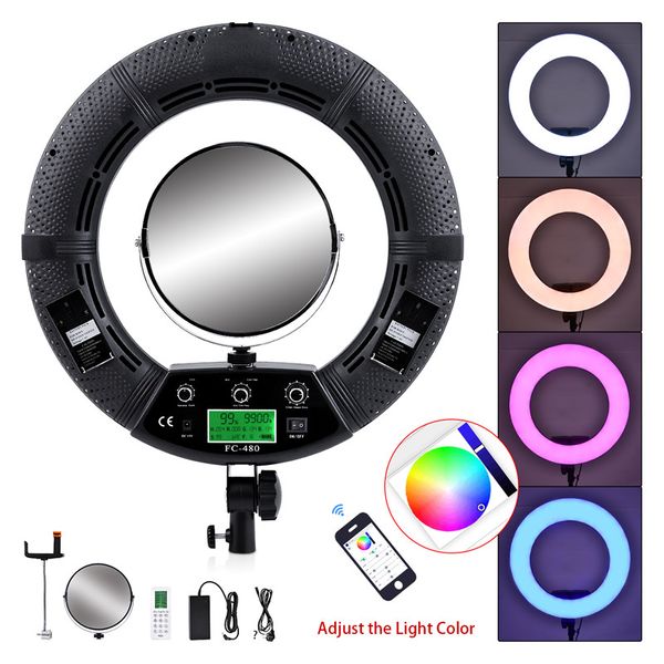 yidoblo black fc-480 rgb led ring light led video light makeup pgraphy film studio ring lamp 2m stand bag
yidoblo black fc-480 rgb led ring light led video light makeup pgraphy film studio ring lamp 2m stand bag