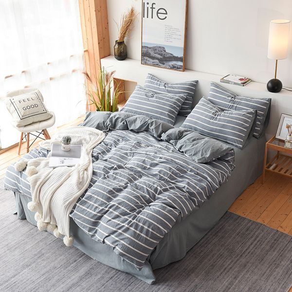 100% cotton bedding set washed cotton duvet cover set 3 or 4pcs/set home stripe bed linen bedclothes 2020 spring flat sheet
100% cotton bedding set washed cotton duvet cover set 3 or 4pcs/set home stripe bed linen bedclothes 2020 spring flat sheet