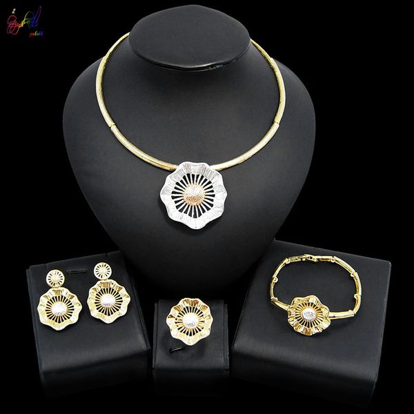 yulaili dubai gold jewelry sets for women flower shape necklace earrings bracelet ring bridal wedding fashion jewellery, Black
yulaili dubai gold jewelry sets for women flower shape necklace earrings bracelet ring bridal wedding fashion jewellery, Black