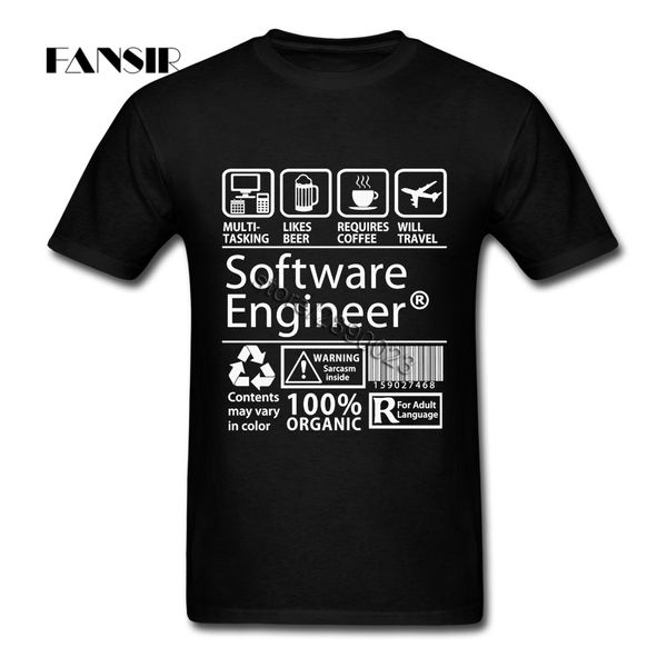 men t shirt software engineer short sleeved 100% cotton round neck t-shirt for male tees shirt