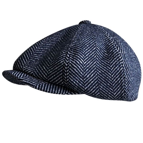 

2020 new autumn winter newsboy caps men and women warm tweed octagonal hat for male detective hats retro flat caps blm258, Blue;gray
