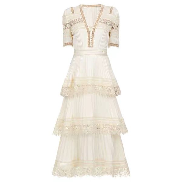 s-3xl 2020 summer and autumn new fashion solid color embroidered lace stitching v neck hollow cake type woman dress, White;black
s-3xl 2020 summer and autumn new fashion solid color embroidered lace stitching v neck hollow cake type woman dress, White;black