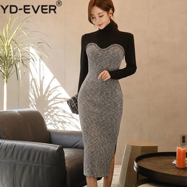 elegant long sleeve turtleneck sweater dress women autumn winter vintage slim side split female office midi pencil knitted dress, Black;gray
elegant long sleeve turtleneck sweater dress women autumn winter vintage slim side split female office midi pencil knitted dress, Black;gray