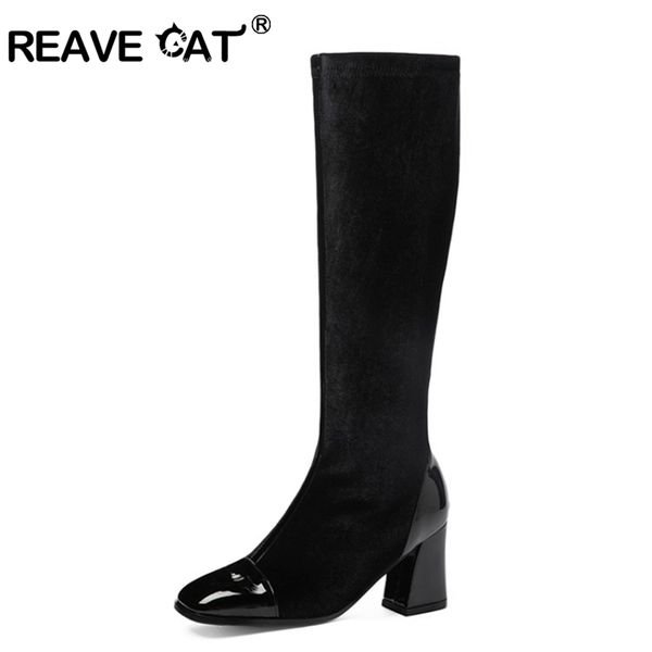 reave cat autumn women motorcycle knee-high boots square toe heel pu zipper solid big size 33-44 black club party casual s2001
reave cat autumn women motorcycle knee-high boots square toe heel pu zipper solid big size 33-44 black club party casual s2001