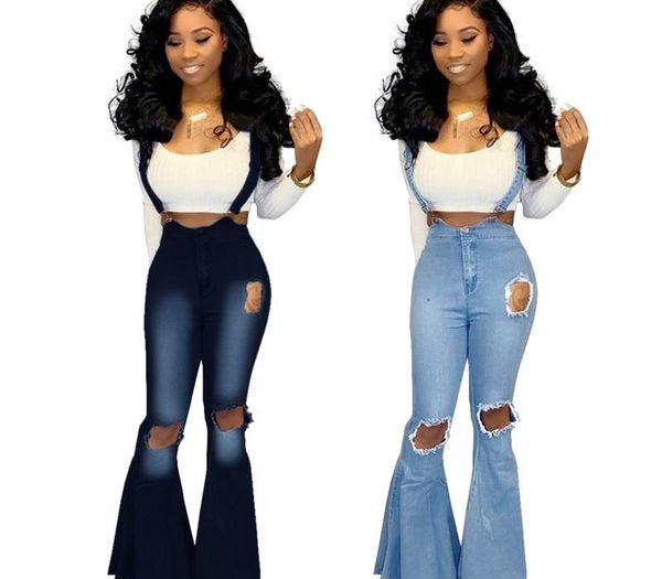 wholesale dropshpping women jeans retro solid color ripped flared jeans street high waist elastic ladies with strap, Blue
wholesale dropshpping women jeans retro solid color ripped flared jeans street high waist elastic ladies with strap, Blue