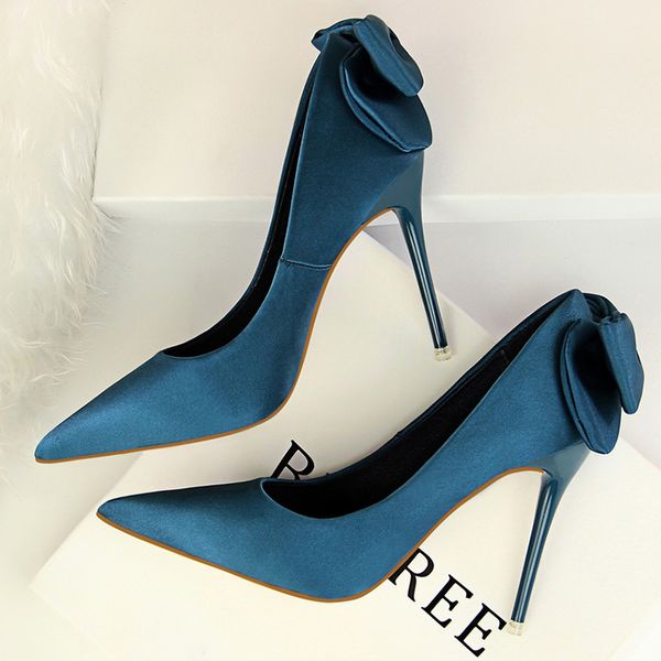 women luxury design 10cm high heels wedding bridal butterfly-knot satin pumps ladies pointed toe green heels female blue shoes, Black
women luxury design 10cm high heels wedding bridal butterfly-knot satin pumps ladies pointed toe green heels female blue shoes, Black
