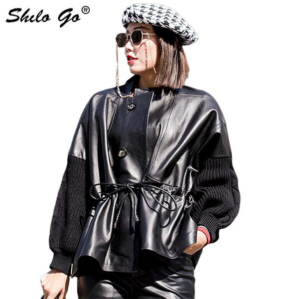 plus size leather jacket women casual lace up elastic high waist knitted spliced sheepskin genuine leather coat female outwear, Black;brown
plus size leather jacket women casual lace up elastic high waist knitted spliced sheepskin genuine leather coat female outwear, Black;brown