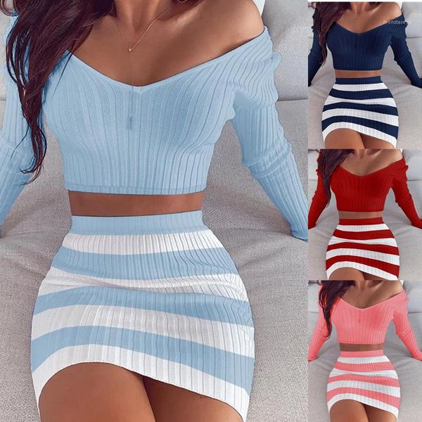 womens 2pcs spring summer long sleeve skinny knit age reduction designer two piece dress striped slash neck, White
womens 2pcs spring summer long sleeve skinny knit age reduction designer two piece dress striped slash neck, White