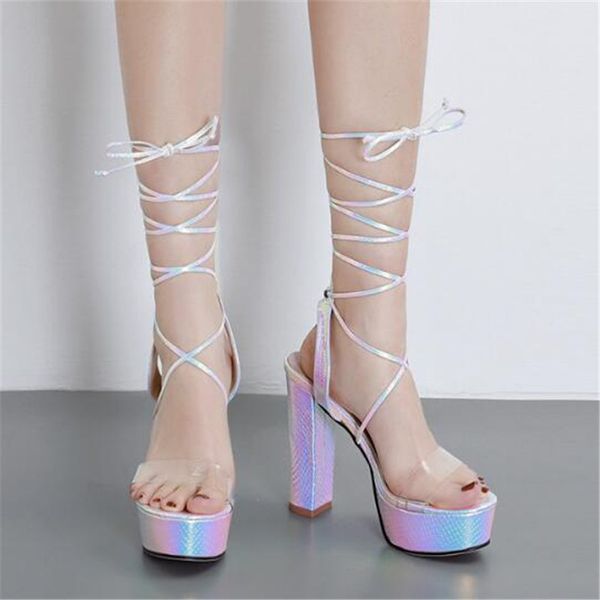 women sandals 13.5cm thick high heels summer brand party pvc lace up open toed front & rear strap fashion dress shoes for women, Black
women sandals 13.5cm thick high heels summer brand party pvc lace up open toed front & rear strap fashion dress shoes for women, Black