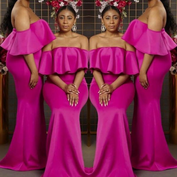 fuchsia mermaid country bridesmaid dresses off the shoulder neck wedding guest dress floor length satin maid of honor gowns, White;pink
fuchsia mermaid country bridesmaid dresses off the shoulder neck wedding guest dress floor length satin maid of honor gowns, White;pink