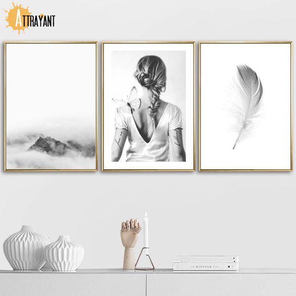 girl butterfly feather mountain landscape wall art canvas painting nordic posters and prints wall pictures for living room decor
girl butterfly feather mountain landscape wall art canvas painting nordic posters and prints wall pictures for living room decor