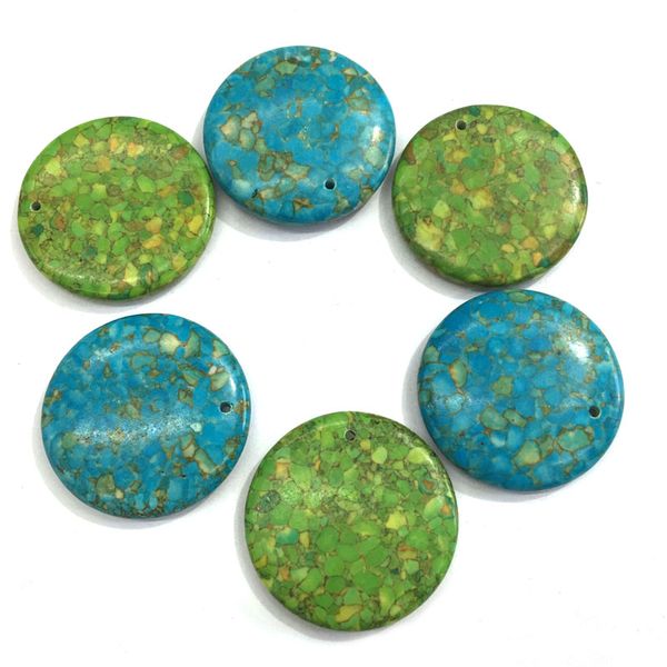 round-shaped synthetic turquoises pendants making for jewelry temperament necklace elegant accessories gift for women size 40mm, Bronze;silver
round-shaped synthetic turquoises pendants making for jewelry temperament necklace elegant accessories gift for women size 40mm, Bronze;silver