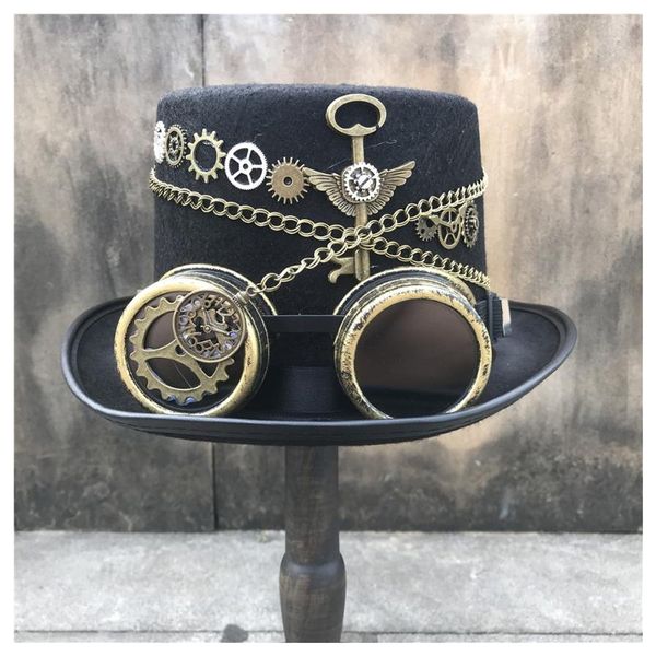 men women handmade steampunk hat with gear glasses magic performance hat cosplay size 57cm steampunk, Blue;gray
men women handmade steampunk hat with gear glasses magic performance hat cosplay size 57cm steampunk, Blue;gray