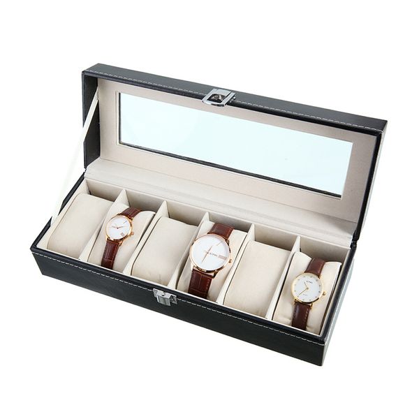 6 grids pu leather watch showcase watches holder organizer with glass window quartz watches jewelry display boxes 
6 grids pu leather watch showcase watches holder organizer with glass window quartz watches jewelry display boxes