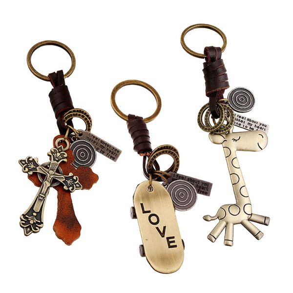 1pcs multi purpose giraffe/skate board/cross gold bag ornament fashion keychain punk style key ring hand woven cowhide/alloy, Silver
1pcs multi purpose giraffe/skate board/cross gold bag ornament fashion keychain punk style key ring hand woven cowhide/alloy, Silver