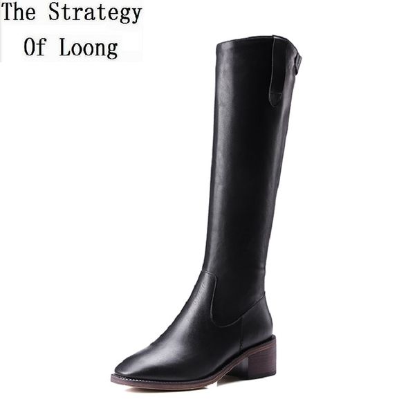 women genuine leather mide heels vintage buckle high boots lady thick heels square toe knee high motorcycle long boots 20201215, Black
women genuine leather mide heels vintage buckle high boots lady thick heels square toe knee high motorcycle long boots 20201215, Black