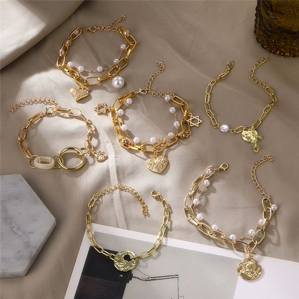gold color thick chain imitation pearl bracelet bangle for women fashion coin flower star heart charm bracelets wedding jewelry, Golden;silver
gold color thick chain imitation pearl bracelet bangle for women fashion coin flower star heart charm bracelets wedding jewelry, Golden;silver