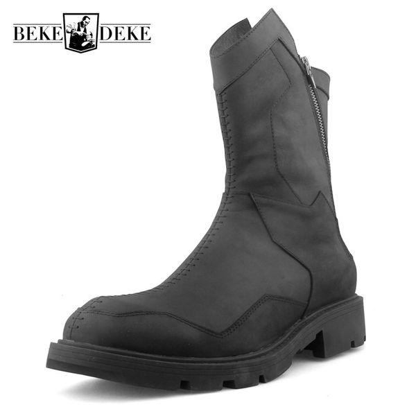 boots vintage patch stitching mens genuine leather mid calf british winter warm round toe zip thick bottom male high top, Black
boots vintage patch stitching mens genuine leather mid calf british winter warm round toe zip thick bottom male high top, Black