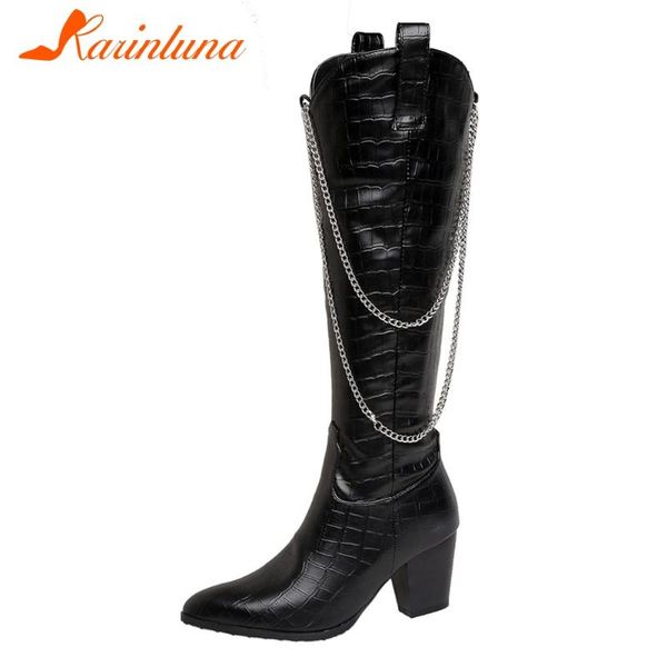 boots karin 2021 plus size 46 high heels mid calf women shoes zip up chain comfy pointed toe fashion female, Black
boots karin 2021 plus size 46 high heels mid calf women shoes zip up chain comfy pointed toe fashion female, Black