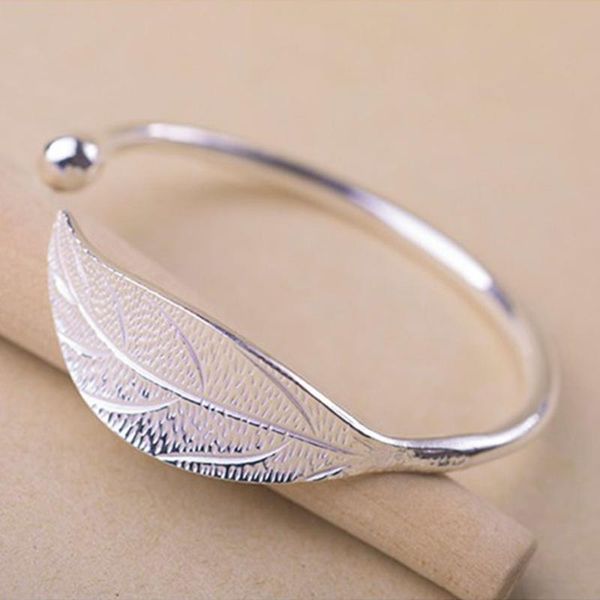 women's new jewelry silver plated open cuff bracelets simple leaf shape bangles for wedding gifts trendy sweet accessories, Black
women's new jewelry silver plated open cuff bracelets simple leaf shape bangles for wedding gifts trendy sweet accessories, Black