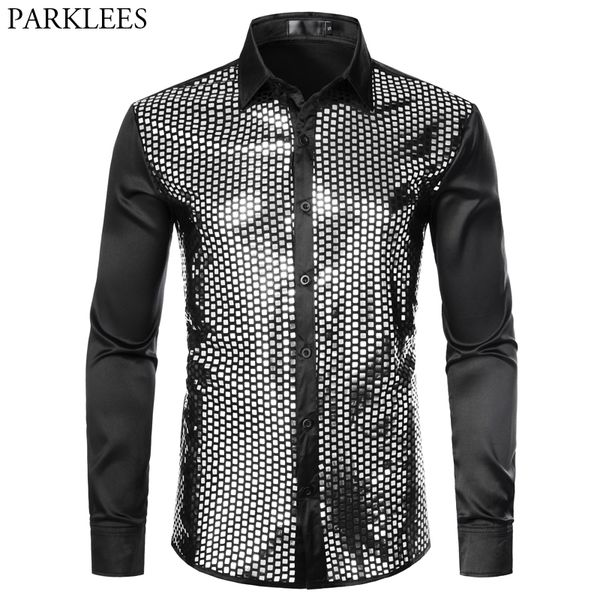 mens sequin glitter silk satin black dress shirt 2020 new long sleeve button down disco stage prom shirt nightclub party costume, White;black
mens sequin glitter silk satin black dress shirt 2020 new long sleeve button down disco stage prom shirt nightclub party costume, White;black