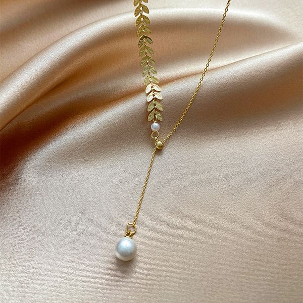 vintage female white pearl pendant necklace charm gold color chain necklaces for women trendy bridal leaf wedding necklace, Silver
vintage female white pearl pendant necklace charm gold color chain necklaces for women trendy bridal leaf wedding necklace, Silver