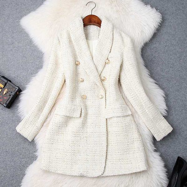runway 2020 designer blazer women's double breasted metal button long sleeve notched collar jacket wool blends tweed blazer coat, White;black
runway 2020 designer blazer women's double breasted metal button long sleeve notched collar jacket wool blends tweed blazer coat, White;black