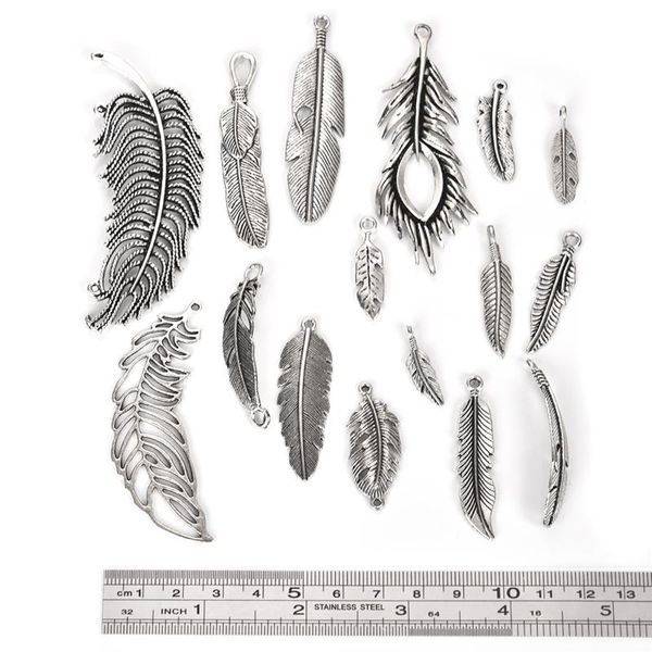 15pcs antique silver color feather charms pendants vintage feather charm for bracelet necklace diy jewelry making findings
15pcs antique silver color feather charms pendants vintage feather charm for bracelet necklace diy jewelry making findings