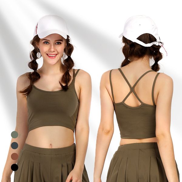 women yoga cropped back strapy sports bra padded yoga bra workout gym tank fitness push up running vest, White;black
women yoga cropped back strapy sports bra padded yoga bra workout gym tank fitness push up running vest, White;black
