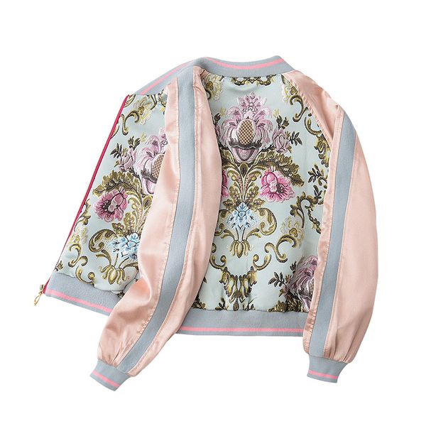 spring sweet flower embroidery satin jacket coat women casual baseball jackets female pink coat, Black;brown
spring sweet flower embroidery satin jacket coat women casual baseball jackets female pink coat, Black;brown