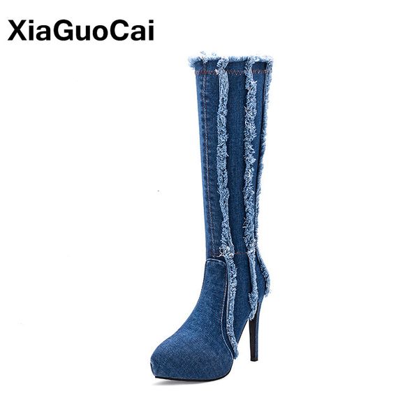 2020 spring autumn women boots knee-high denim boots with zip thin high heels female shoes pumps platform footwear sexy, Black
2020 spring autumn women boots knee-high denim boots with zip thin high heels female shoes pumps platform footwear sexy, Black