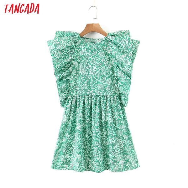 tangada women green print dress ruffles short sleeve back button females mini dresses vestidos sl253 c200919, Black;pink
tangada women green print dress ruffles short sleeve back button females mini dresses vestidos sl253 c200919, Black;pink