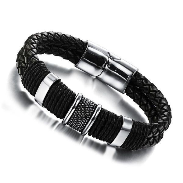 link, chain handmade genuine leather weaved double layer man bracelets casual/sporty bicycle motorcycle delicate cool men jewelry, Black
link, chain handmade genuine leather weaved double layer man bracelets casual/sporty bicycle motorcycle delicate cool men jewelry, Black