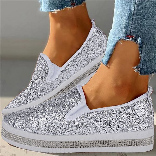 women's flat shoes fashion sequin canvas shoes 2020 comfortable thick bottom casual dropshipping new, Black
women's flat shoes fashion sequin canvas shoes 2020 comfortable thick bottom casual dropshipping new, Black