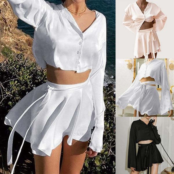 women's tracksuits elegant satin two-piece long-sleeve o-neck slim lace pleated dress suit summer, Gray
women's tracksuits elegant satin two-piece long-sleeve o-neck slim lace pleated dress suit summer, Gray