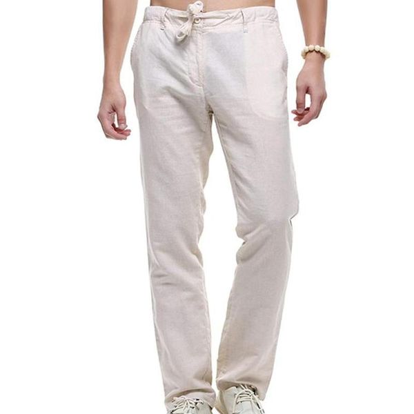 men's summer solid pants cotton linen wide leg trousers white elastic waist straight men trousers joggers, Black
men's summer solid pants cotton linen wide leg trousers white elastic waist straight men trousers joggers, Black