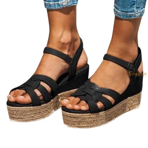 dress shoes summer 2021 women sandals open toe platform wedges comfort fish mouth weave causal high heels, Black
dress shoes summer 2021 women sandals open toe platform wedges comfort fish mouth weave causal high heels, Black