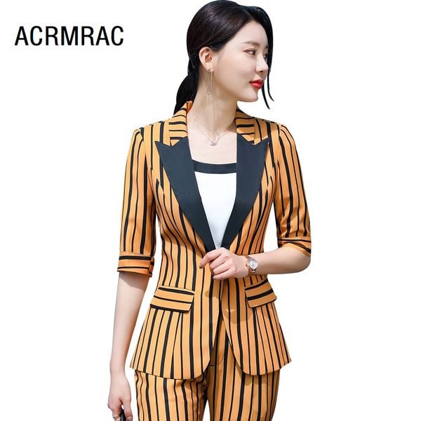 women's two piece pants women suits summer half sleeve stripe blazers office lady formal work clothes woman set 9886, White
women's two piece pants women suits summer half sleeve stripe blazers office lady formal work clothes woman set 9886, White