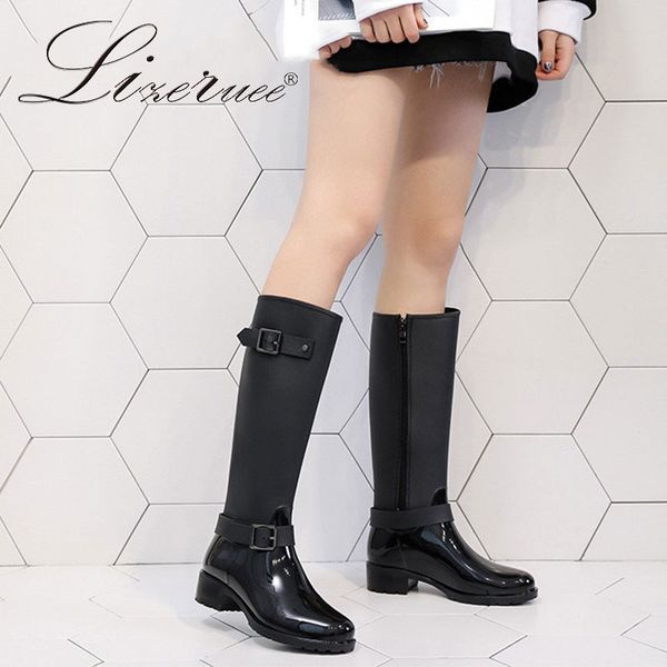 women rubber rainboots waterproof knight tall boots punk style heel riding boots slip on women rain large size 40, Black
women rubber rainboots waterproof knight tall boots punk style heel riding boots slip on women rain large size 40, Black