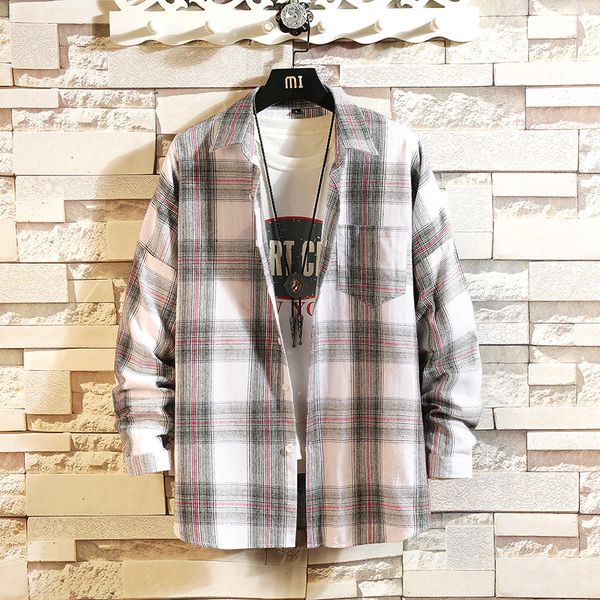 spring autumn long sleeves new flannel collar korea style shirt for men's plaid harajuku clothing bn008, White;black
spring autumn long sleeves new flannel collar korea style shirt for men's plaid harajuku clothing bn008, White;black