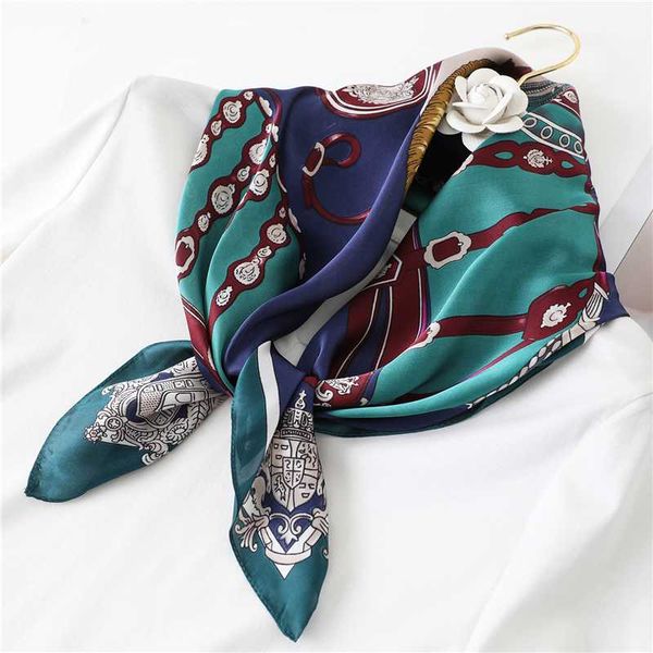 2020 new silk square scarf female hair bandana designer horse head scarves headband neckwear wrap handkerchief, Blue;gray 
2020 new silk square scarf female hair bandana designer horse head scarves headband neckwear wrap handkerchief, Blue;gray