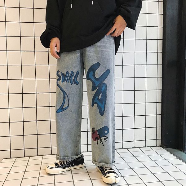 wholesale 2020 fashion denim trendy brand jeans men's korean youth printing loose fit straight versatile wide-leg harem pants, Blue
wholesale 2020 fashion denim trendy brand jeans men's korean youth printing loose fit straight versatile wide-leg harem pants, Blue