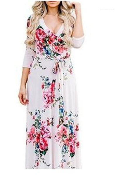 female dress women v neck long sleeve with sashes dresses casual ladies holidays clothing spring floral print, Black;gray 
female dress women v neck long sleeve with sashes dresses casual ladies holidays clothing spring floral print, Black;gray